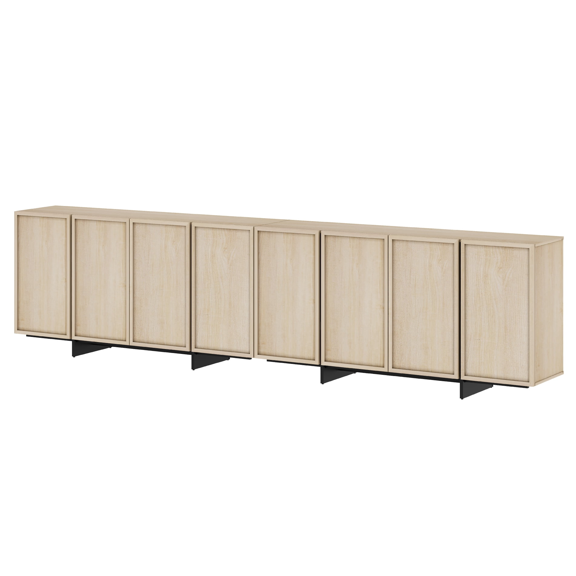 WAMPAT Modern Sideboard Buffet Cabinet with 6 Large Storage Cabinets, Coffee Bar Cabinet with T-Shaped Legs for Living Room and Kitchen, Light Oak