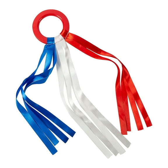Patriotic Plastic Ribbon Hoop Wands - 12 Pieces