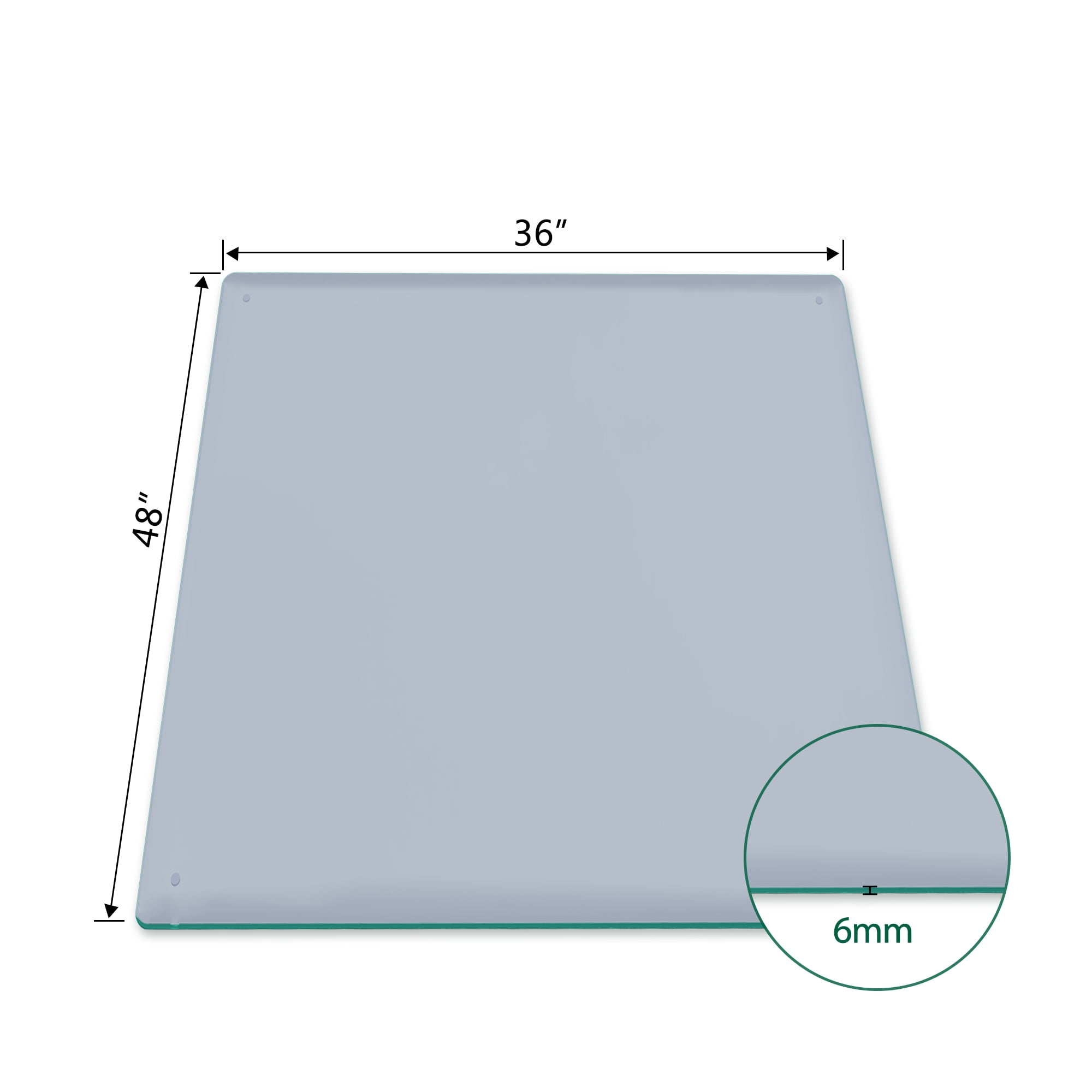 Square Glass Table Top Tempered Glass Table Top 36"x48",6mm,Grey