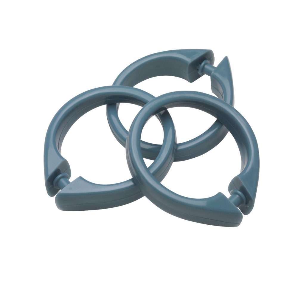 Slate Set of 12 EasytoUse Plastic Snap On Shower Curtain Rings Size