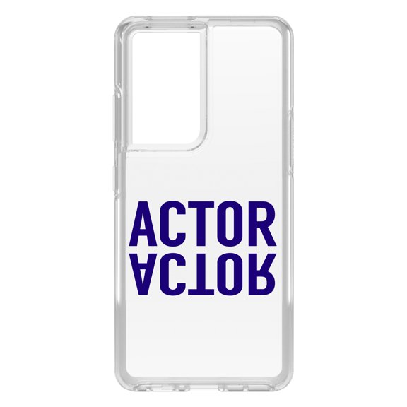 DistinctInk Clear Shockproof Hybrid Case for Galaxy S21 ULTRA 5G (6.8" Screen) - TPU Bumper Acrylic Back Tempered Glass Screen Protector - Actor (Reflection)