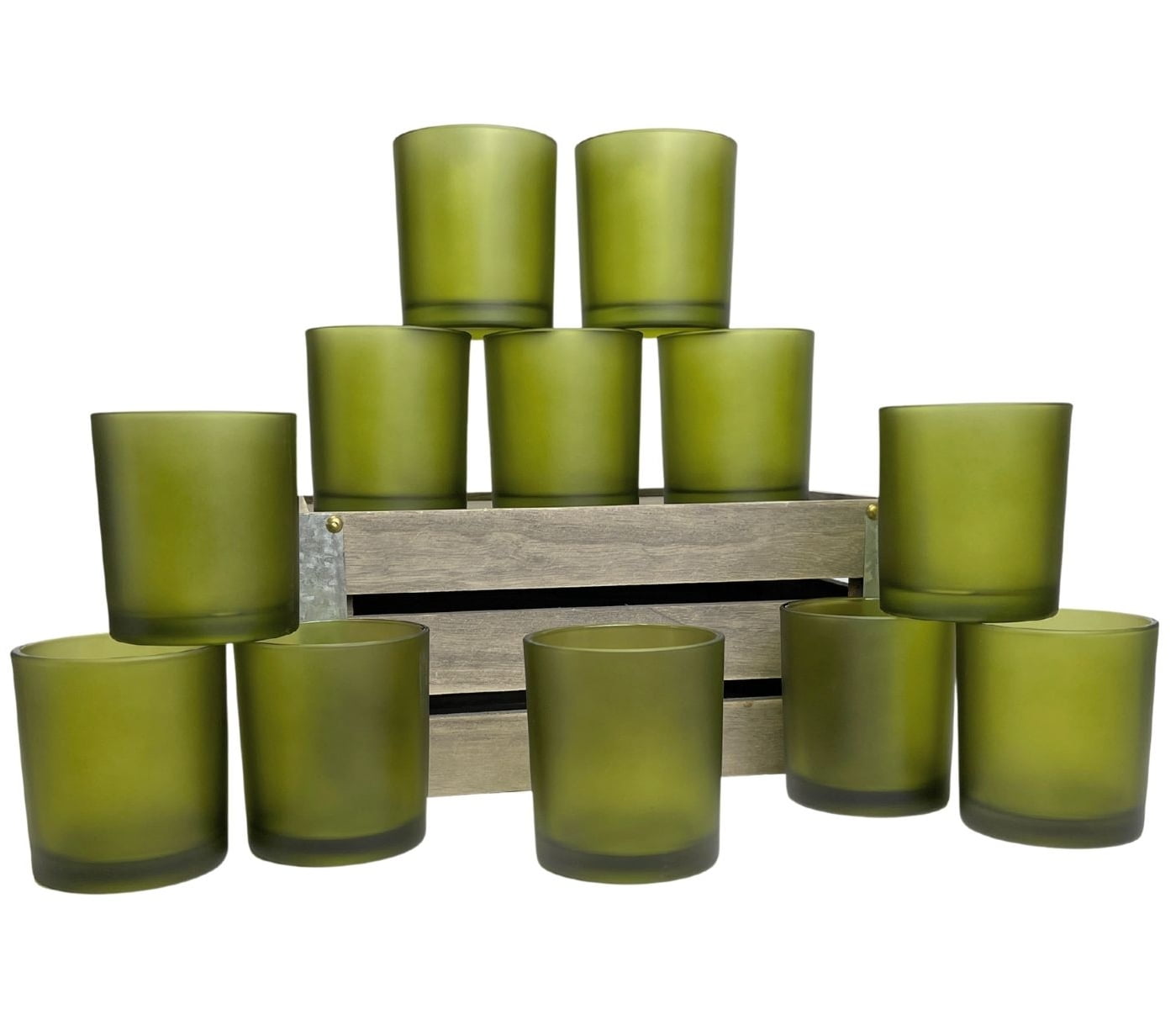 14 oz. Havana Frosted Emerald Empty Candle making Jar candle vessels for DIY candle-making projects (Box of 12) FREE SHIPPING