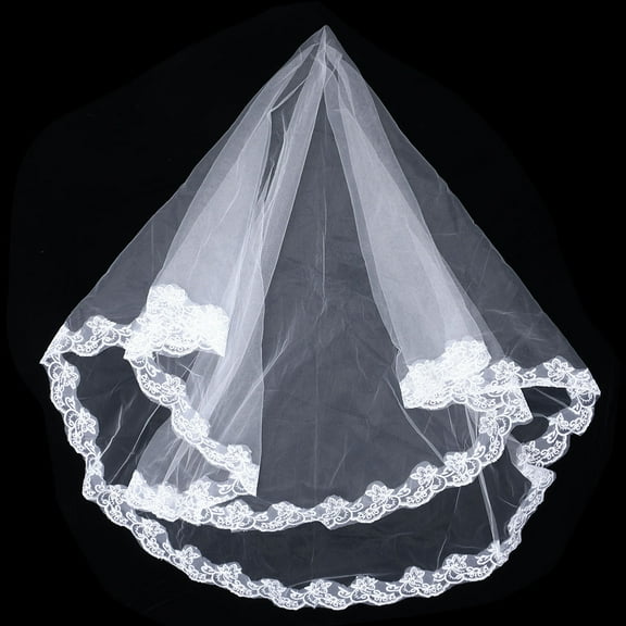 Worgeous Wedding Veil Sequins Lace Veil Romantic Lace Veil Bride Size 1 White