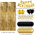 thumbnail image 3 of Juego de 16 pulgadas con letras de feliz cumpleaños en dorado y negro, conjunto de suministros para fiesta estilo cortina de seda con lentejuelas y globos negros, 3 of 6