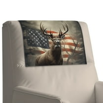 Xoenoiee American Flag Deer Print Leather Headrest Cover for Recliner Chair, Sofa Headrest Protector, Theater Seat Cover Head Protector Covers for Home & Office Sofa,17 Wx27 L, 1 Pack