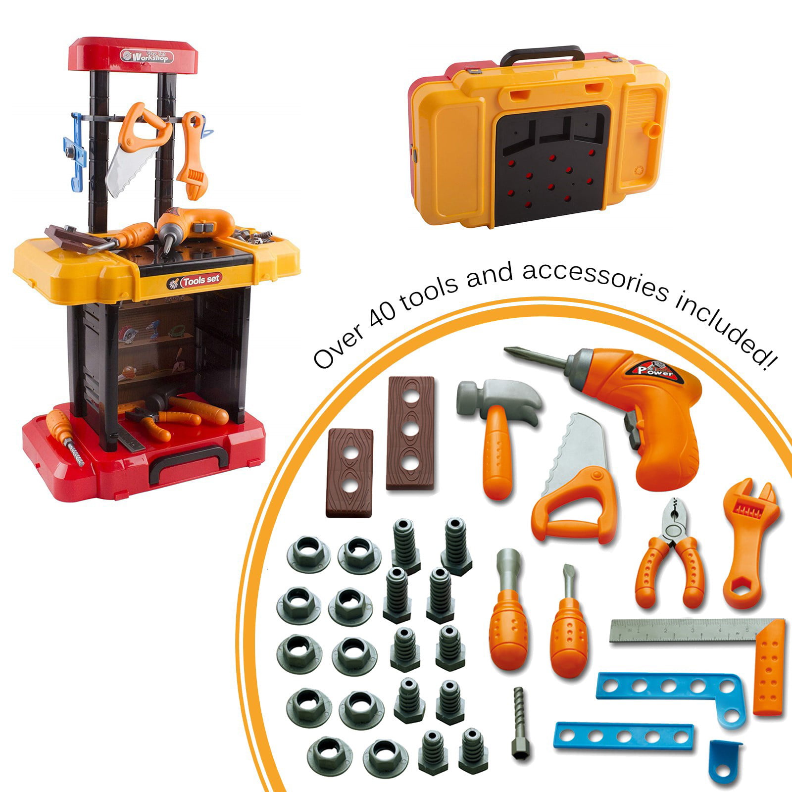Hey! Play! 40-Piece Toy Tool Box Set HW3300016 - The Home Depot
