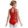 thumbnail image 2 of JanJean Filles Enfants Justaucorps-Robe de Danse Jazz Latin à Paillettes avec Franges Ventre Tango Rumba Samba Salsa Costume de Danse Rouge 8, 2 of 5