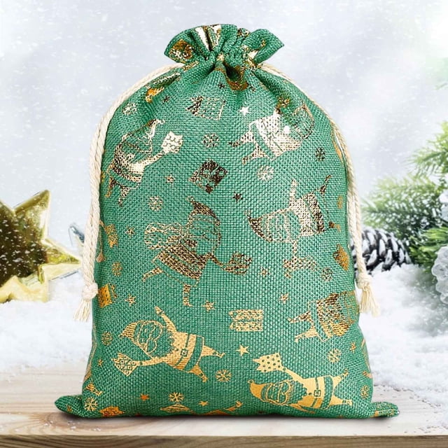 CaiYueKe Christmas Gift Bags Bulk Holiday Party Favor Packs, Reusable Drawstring Treat Bags for Xmas Decorations, Festive Present Sack for Stocking Stuffers and Party Supplies