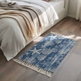 thumbnail image 4 of Bathroom Rug 2'x 3', Navy Blue Coastal Woven Cotton Washable Rug with Tassels, Summer Beach Ocean Coral Starfish Non Slip Front Door Mat for Entrance, Doorway, Hallway, Laundry Room, 4 of 9