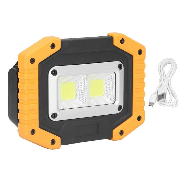 Luz de trabajo COB recargable por USB, IP66, impermeable, portátil, con soporte giratorio para mantenimiento de vehículos y camping.