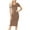 Mocha, variant on Womens Short Sleeve Bodycon Fitted Knee Length Midi Dress