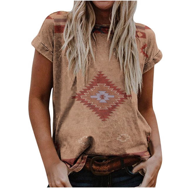 Blusa de manga corta con cuello redondo y cuello redondo para mujer Pompotops hkajfhjk462150
