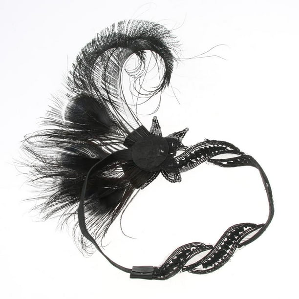 Diadema con de Plumas para Mujer, Accesorios para el cabellero de Del Partido de Hugo Mujeres Flapper Headband