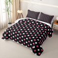 thumbnail image 3 of Erosebridal Hot Pink Black Polka Dot Bed Spread Queen,Dual Tone Circle Girl Queen Coverlet Set For Girls,3pcs, 3 of 7