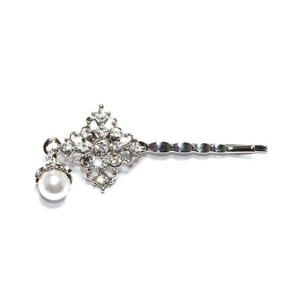 Athra Women's Hair Pin, Metal-Pearl  Clear Crystal,OS - US