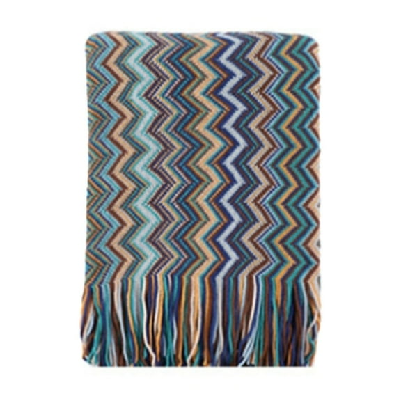 Bohemian Knit Sofa Blanket Cover - Decorative Acrylic Throw Blanket for Office Nap Air Conditioner Sofa Bed Cover 70.87x50in(Blue)