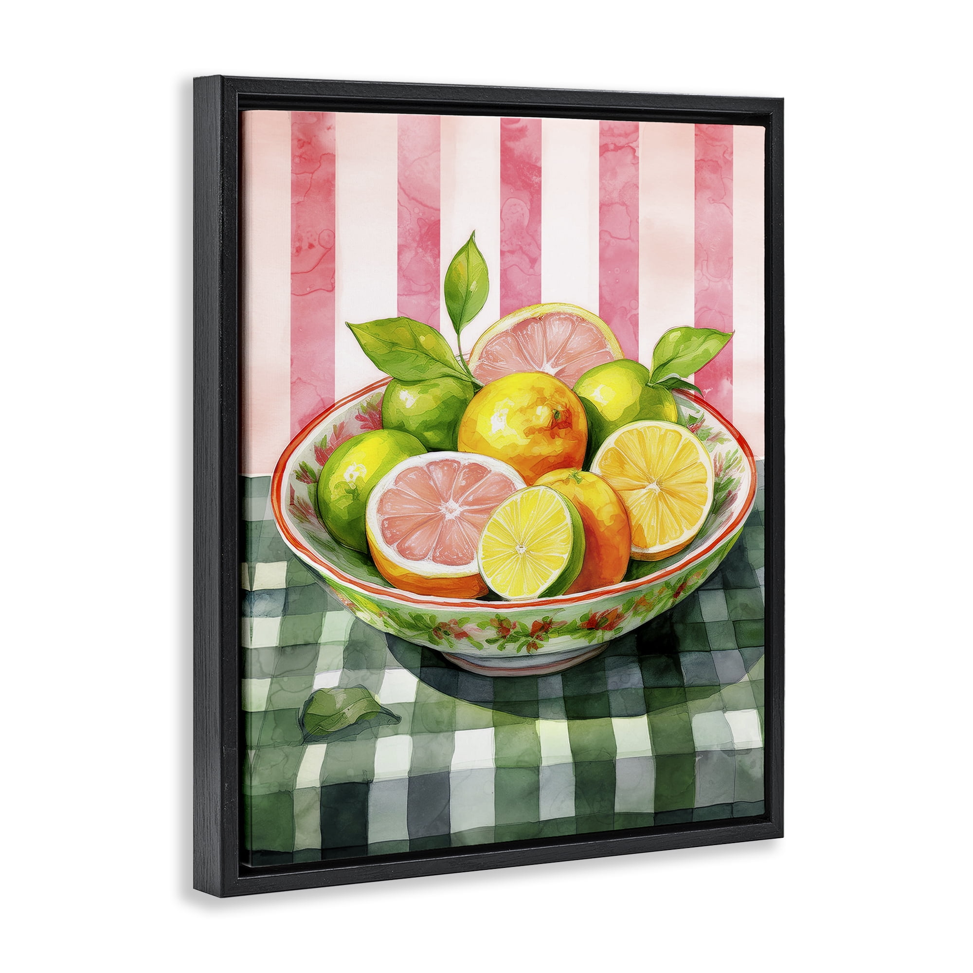 Stupell Industries Mixed Citrus Bowl Food & Beverage Painting Black Floater Framed Canvas Art Print Wall Art, 17 x 21