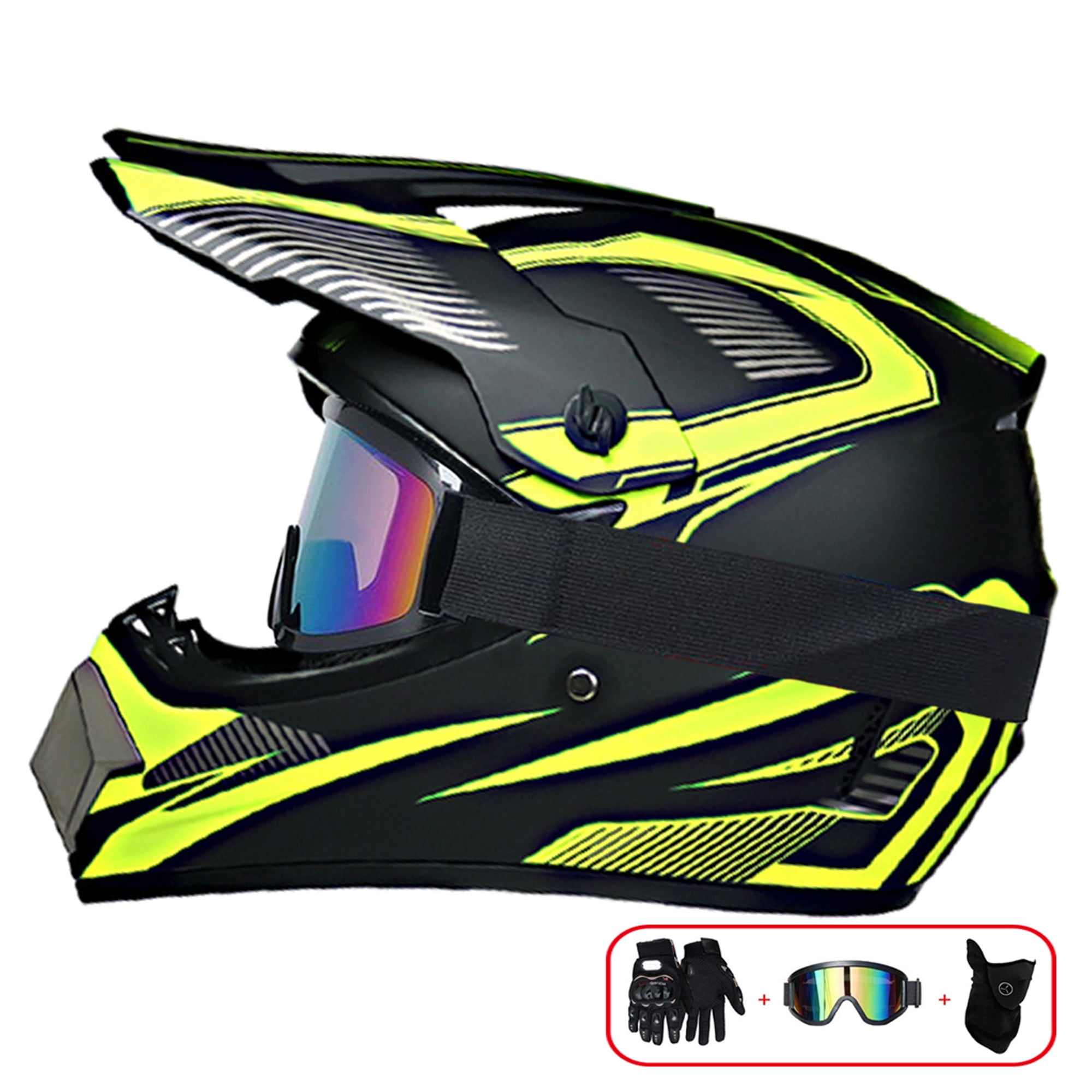 Motocross Helmet,Outdoor adult Full Face MTB Helmet Set Motorcycle
