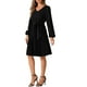 thumbnail image 4 of Vestido plisado INSPIRE CHIC para mujeres con escote en V, cintura con lazo, por encima de la rodilla, de manga larga, elegante y en línea A, 4 of 6