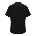thumbnail image 4 of ZQUUVOU Women's Cotton And Linen Casual V-Neck Solid Color Short Sleeved Loose T-Shirt Top Short Sleeved V-Neck Top Black, 4 of 8