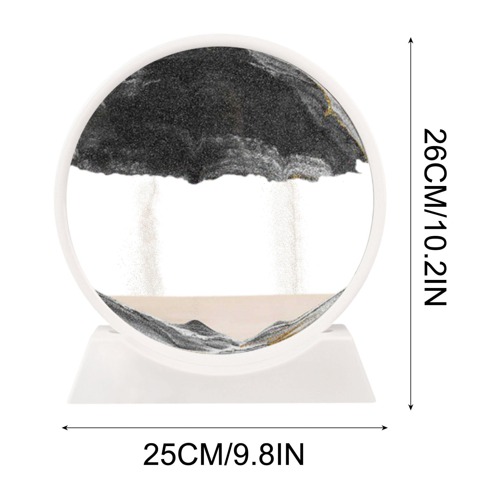 Wuztai Moving Sand Art Picture 29.8cm Round with LED Lamp for Home Decoration, Relaxing Liquid Motion Display, Therapeutic Sandscape