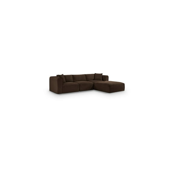 Meridian Furniture 4-Piece Brown Corduroy Performance Fabric Modular Sectional