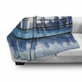thumbnail image 3 of Office Soft Flannel Fleece Throw Blanket, Urban Cityscape View with Skyscrapers Buildings Image Photograph, Cozy Plush for Indoor and Outdoor Use, 70" x 90", Pale Blue White, by Ambesonne, 3 of 6