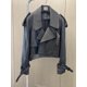 thumbnail image 3 of Chaqueta de cuero genuino recortada para mujer, tendencia primavera otoño 2024, abrigo de piel de oveja auténtica para motocicleta de alta gama, 3 of 5