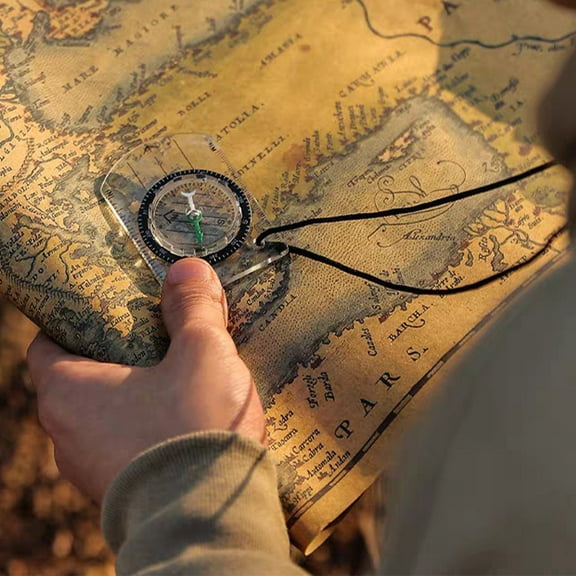 Danhjin Outdoor Transparent Mini Acrylic Scale Compasses, Orienteering Compasses with Map Scale Lanyard for Hiking, Survival, Camping, and Navigation