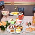 thumbnail image 3 of Soporte de exhibición de pasteles de 3 niveles Postres de frutas Estante de bocadillos Mesa Bandeja de alimentos Soporte Decoración Regalo Fiesta de cumpleaños Baby Shower Blanco Sweethay HA008978-01B, 3 of 6