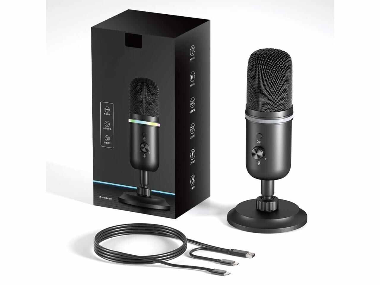 USB Microphone, Condenser Gaming Microphone for PC/MAC/PS4/PS5/Phone-  Cardioid Mic with Brilliant RGB Lighting Headphone Output Volume Control, Mute  Button, for Streaming Podcast  Discord 