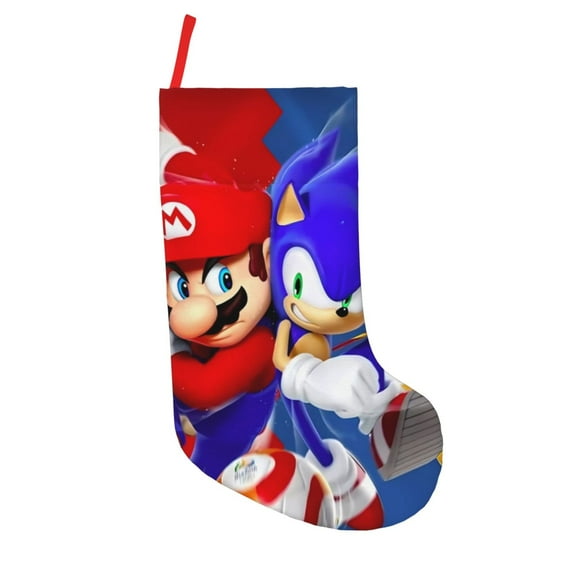 Saiise Mario Print 18 Inches Christmas Stockings,Large Stockings for for Christmas Xmas Tree Holiday Fireplace Family Decor Gifts