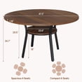 thumbnail image 2 of Table à Manger pour 4, Table de Cuisine 47 Pouces, Table de Salle à Manger Ronde avec Tablette de Rangement pour Salle à Manger, Cuisine, Noyer (Table Seulement), 2 of 5
