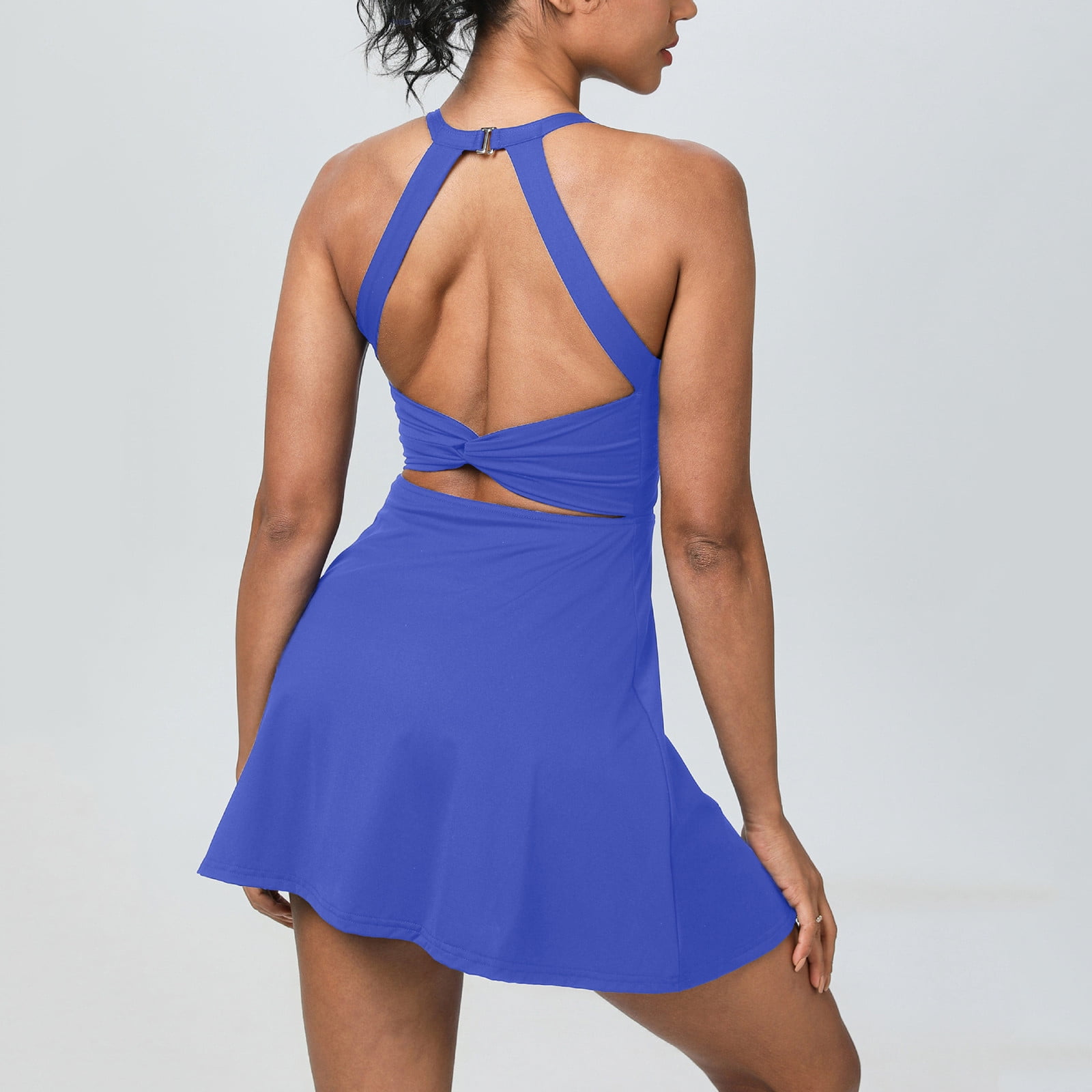 Meichang Tennis Dress for Women with Built-in Shorts Sleeeless Halter Workout Dress A-Line Backless Athletic Golf Dresses