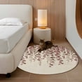 thumbnail image 2 of Round Area Rugs Collection 4 Ft, Brown Eucalyptus Leaves Non-Slip Residential Carpet, Spring Leaves Plants Country Beige Indoor Crawling Mats Runner Rugs for Living Room/Dining Room/Bedroom, 2 of 8