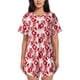 thumbnail image 1 of Fotbe Bloody Hand 2 Conjunto de Pijama Estampado para Mujer, 2 Piezas, Ropa de Dormir con Camiseta de Manga Corta y Shorts Suaves-4X-Large, 1 of 6