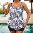thumbnail image 2 of ibiyuan Plus Size Summer Outfits 2 Piece Women Blouson Bathing Suit with Pockets 2026 Modest Swimwear Floral Print Women Swimsuits,White, 2 of 6