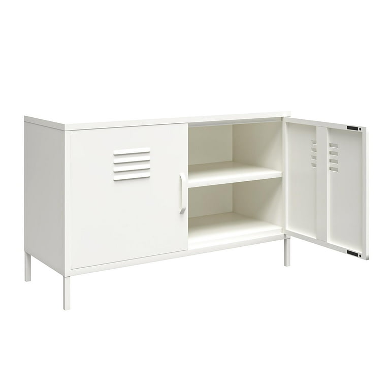 RealRooms Shadwick 2 Door Metal Locker, Industrial Accent Cabinet