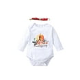 thumbnail image 5 of Hirigin Infant Baby Girl Thanksgiving Day Outfits Pumpkin Print Long Sleeve Ropmer + Tulle Skirt + Headband 3Pcs Fall Winter Clothe Set, 5 of 8