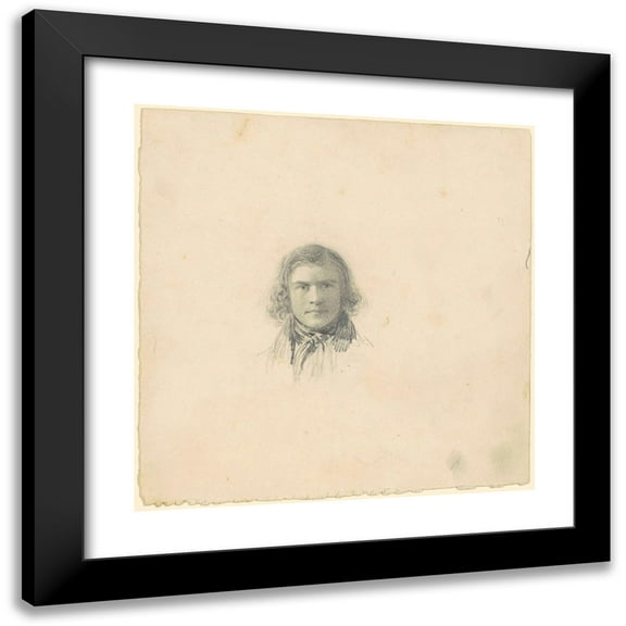 Seth Wells Cheney 12x12 Black Modern Framed Museum Art Print Titled - Self-Portrait (Recto) (C. 1830s)