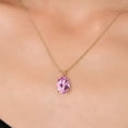 thumbnail image 3 of Gem Stone King 14K Yellow Gold Light Pink Created Sapphire Pendant Necklace for Women | 3.00 Cttw | Gemstone September Birthstone | Oval 10X8MM | With 18 inch Chain, 3 of 6