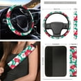 thumbnail image 3 of Yuyamidu Hibiscus Front Car Seat Covers Full Set of 12 Flower Steering Wheel Cover Seatbelt Strap Pads Armrest Pad Trash Can Mount Phone Pocket Cup Holders Rearview Mirror Cover Keychain, 3 of 7