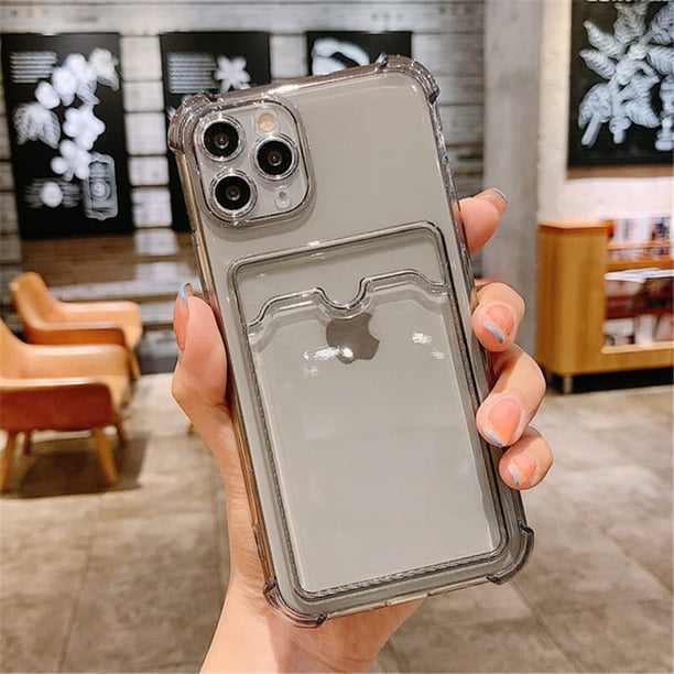 Funda transparente de TPU a prueba de golpes para iPhone, carcasa transparente con tarjetero para iPhone 11, 12, 13, 14 Pro Max, XR, X, XS, SE 2020, 7, 8 Plus Fivean unisex