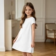 thumbnail image 6 of Grblisyd Dresses for Girls Kids Casual Crewneck Loose Short Sleeve Dress Solid Color Midi Dress 10-12 Years, 6 of 6