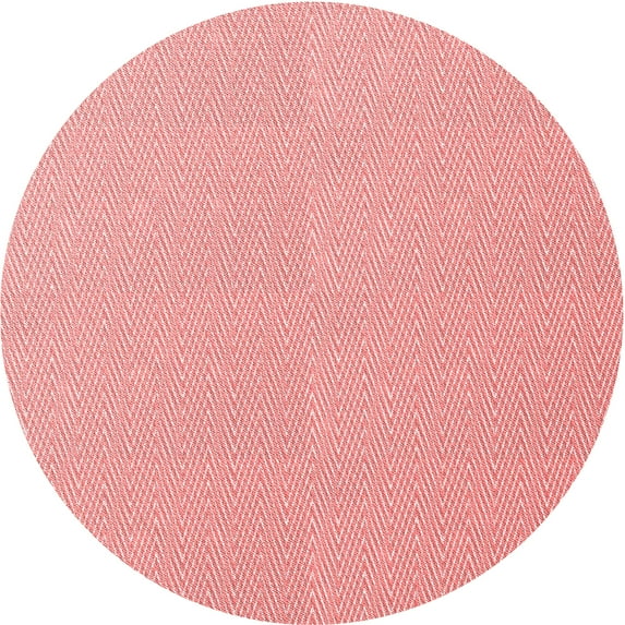 Ahgly Company Machine Washable Indoor Round Transitional Flamingo Pink Area Rugs, 8' Round