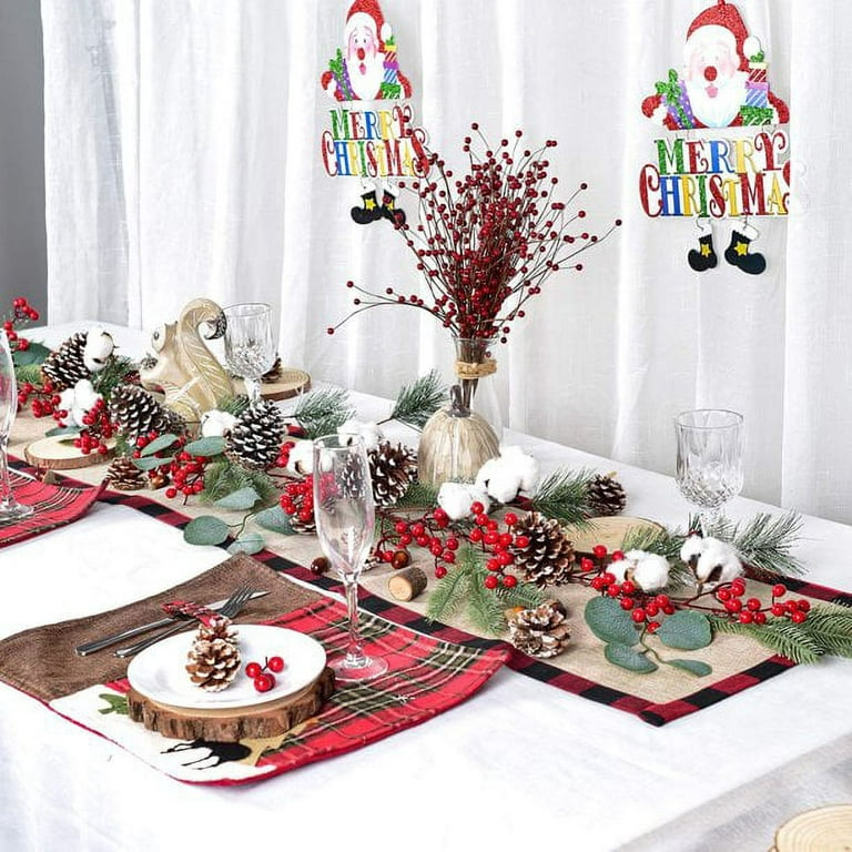 Christmas Party Table Decoration Centrepiece, Red Cotton Balls Fairy  Lights