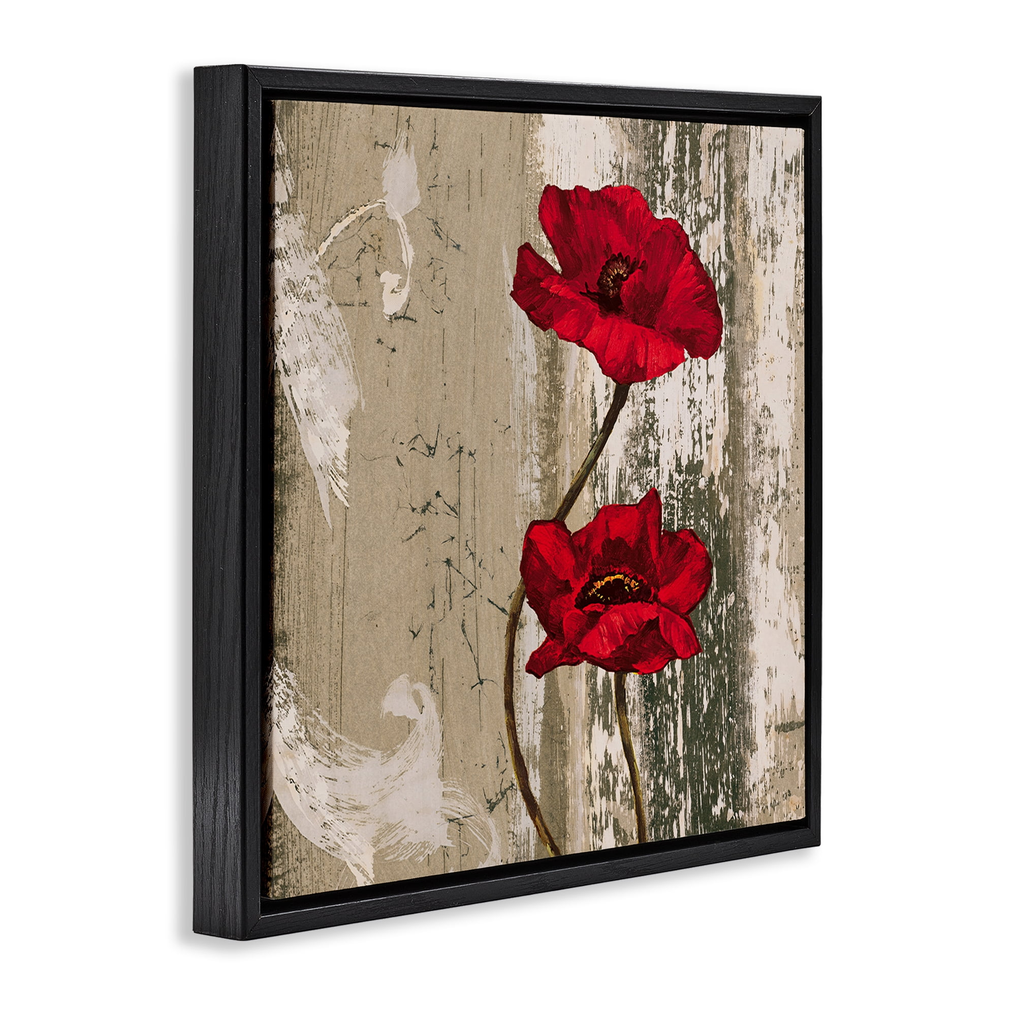 Stupell Industries Red Anemones Duo Plants & Flowers Painting Black Floater Framed Canvas Art Print Wall Art, 18 x 18
