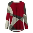 thumbnail image 2 of Yoga Tops For Women, Oversized V Neck T Shirts For Women Fall T Shirts For Women 2023 Women's Fashion Casual Irregular Patchwork Color Print Loose Medium Long Long Sleeve Top (Red,Small), 2 of 5
