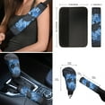thumbnail image 6 of Renewold Sea Turtle Floral Blue Black 12 Pieces Car Seat Cover Steering Wheel Cover, Seat Belt Strap Wrap Cover Armrest Pad Handbrake Cover Gear Shift Cover Cup Holder Coasters for Truck Vans Sedans, 6 of 7