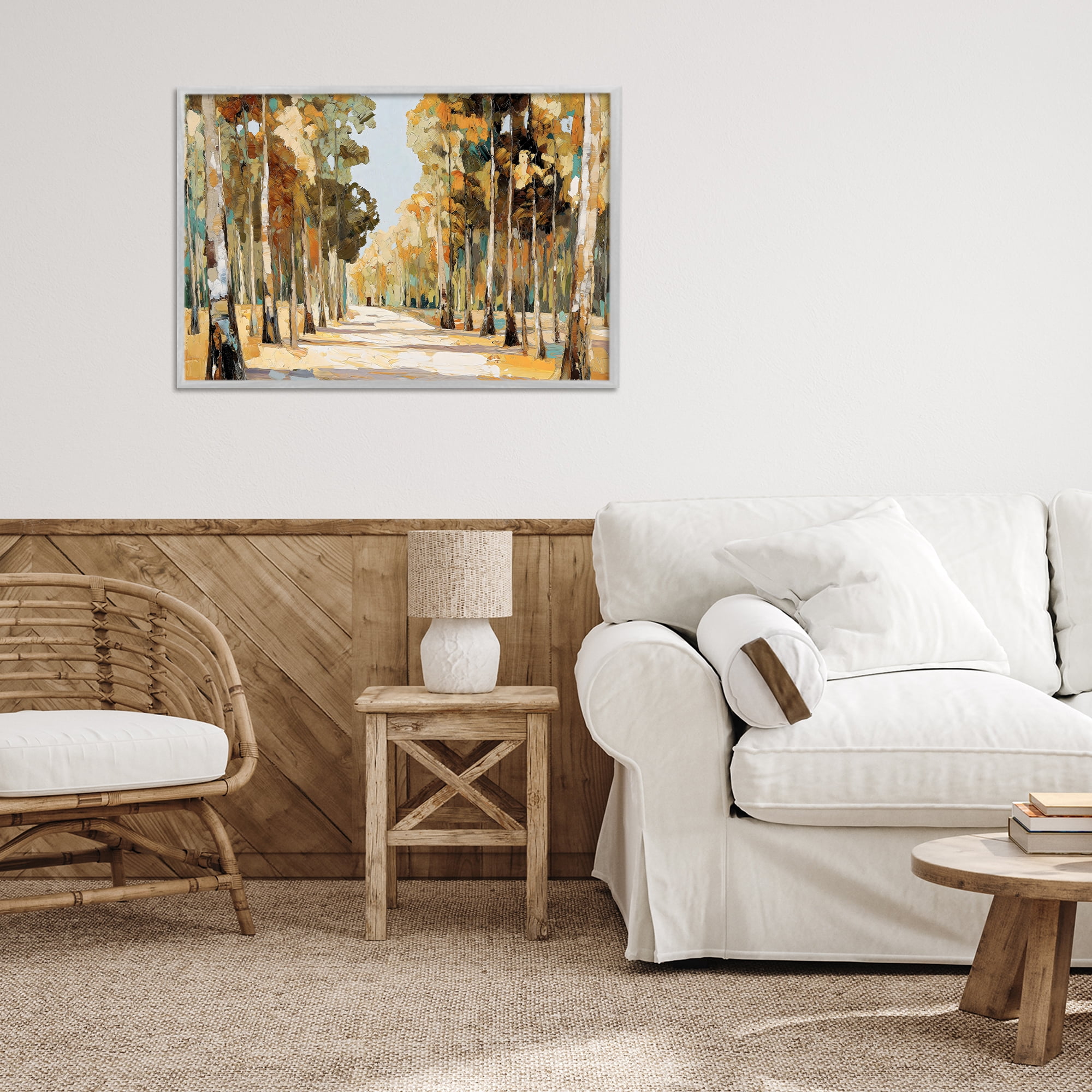 Stupell Industries Modern Impressionist Fall Forest Gray Framed Giclee Art, design by Gina Kelly